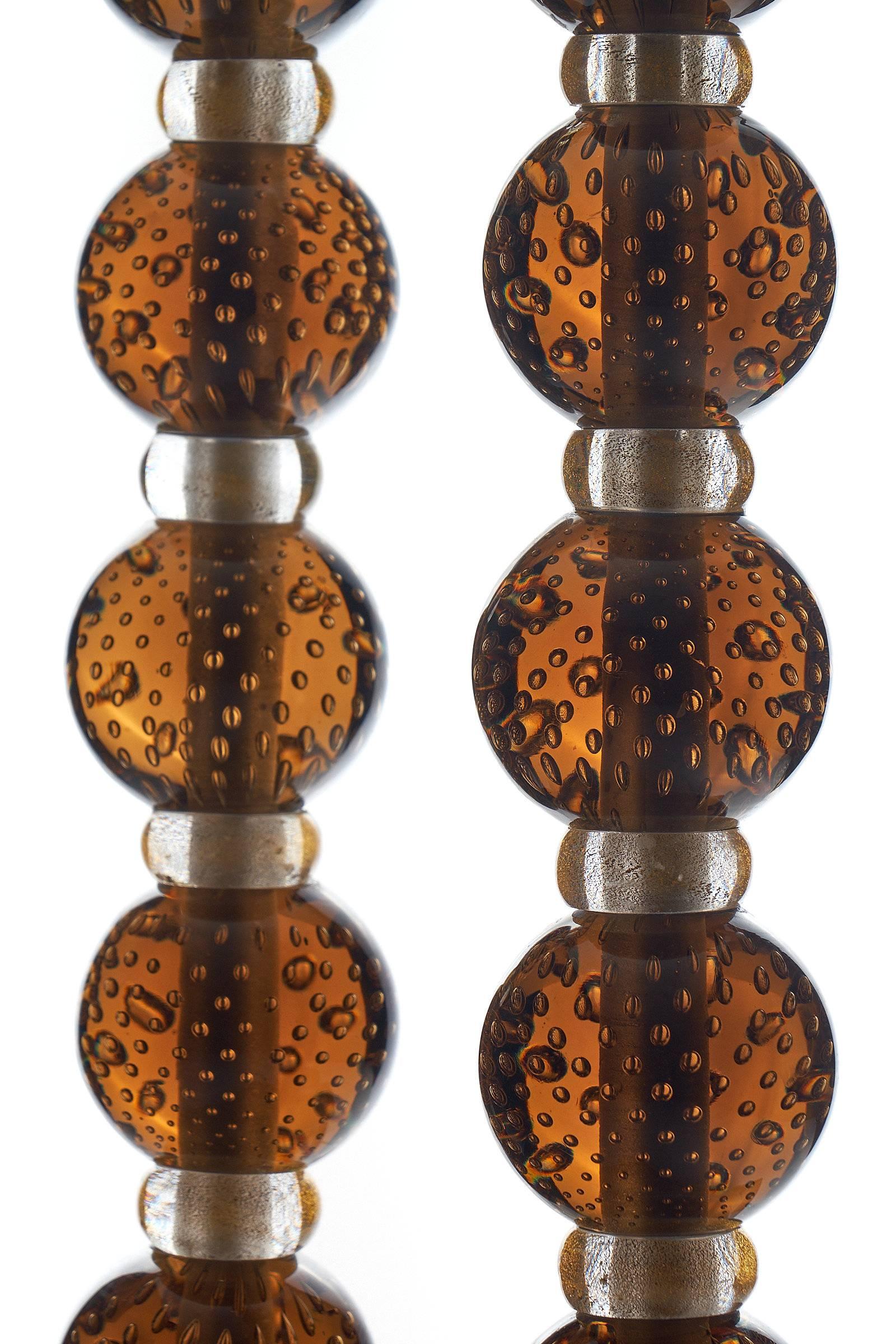 Contemporary Tobacco Colored Murano Glass Lamps For Sale