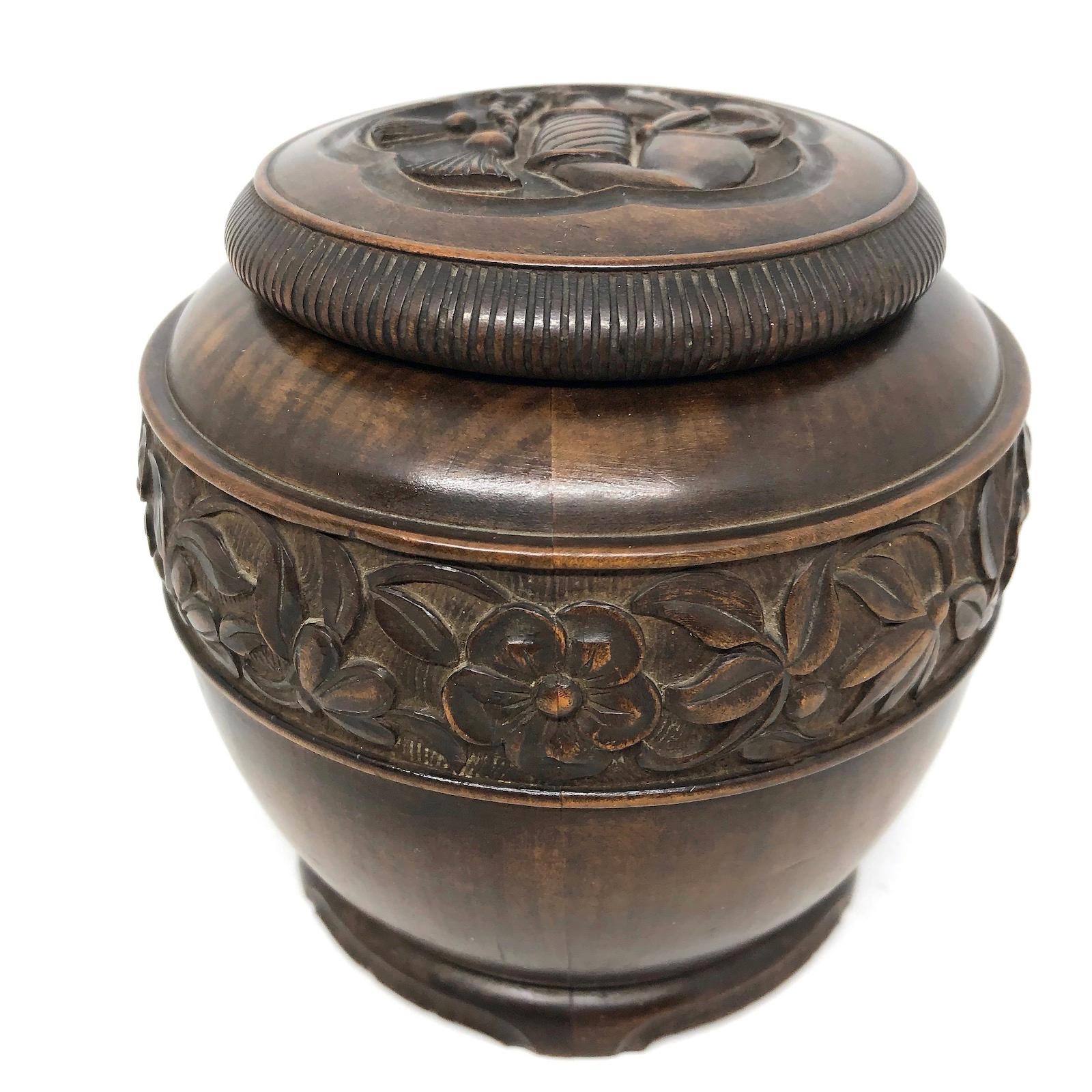 antique tobacco jar with lid