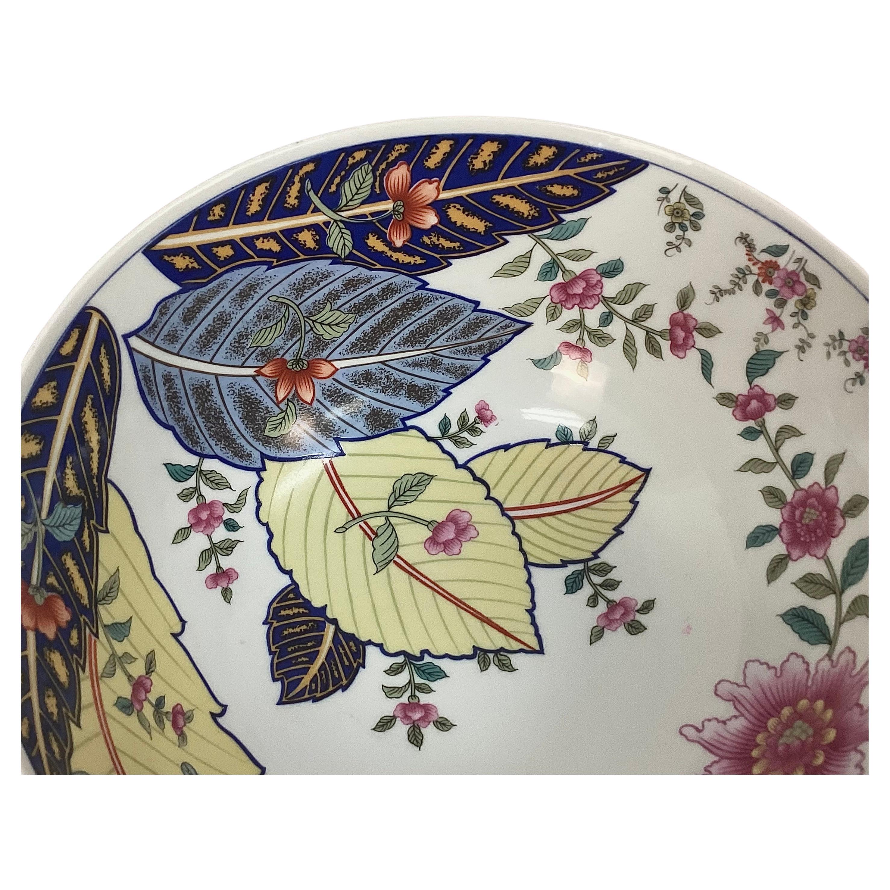 Anglo-Japanese Tobacco Leaf 10 Inch Bowl by Seymour Mann For Sale