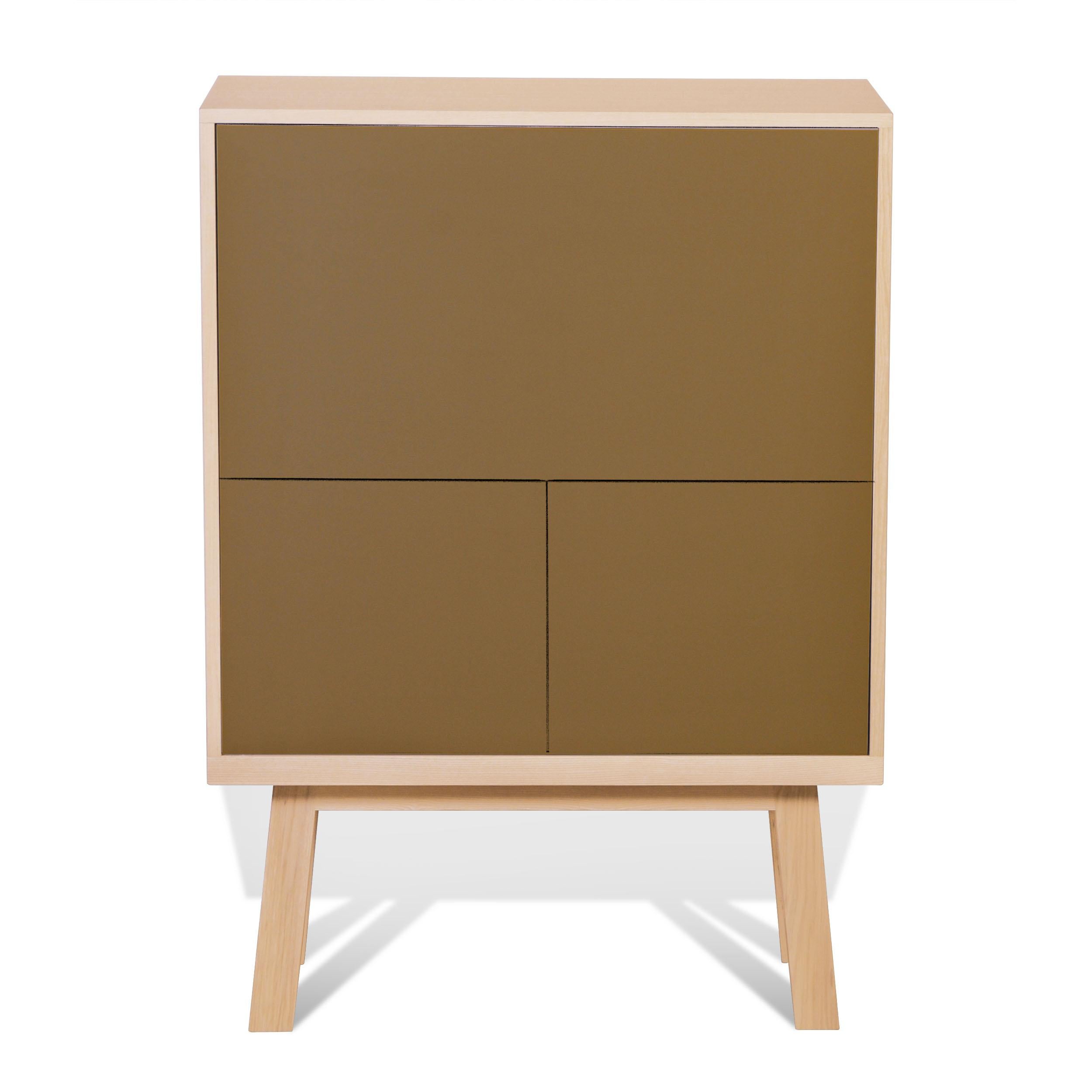 Hand-Crafted Tobacco Leaf Coloured Secretaire Cabinet for Home Work, available in 11 Colours For Sale