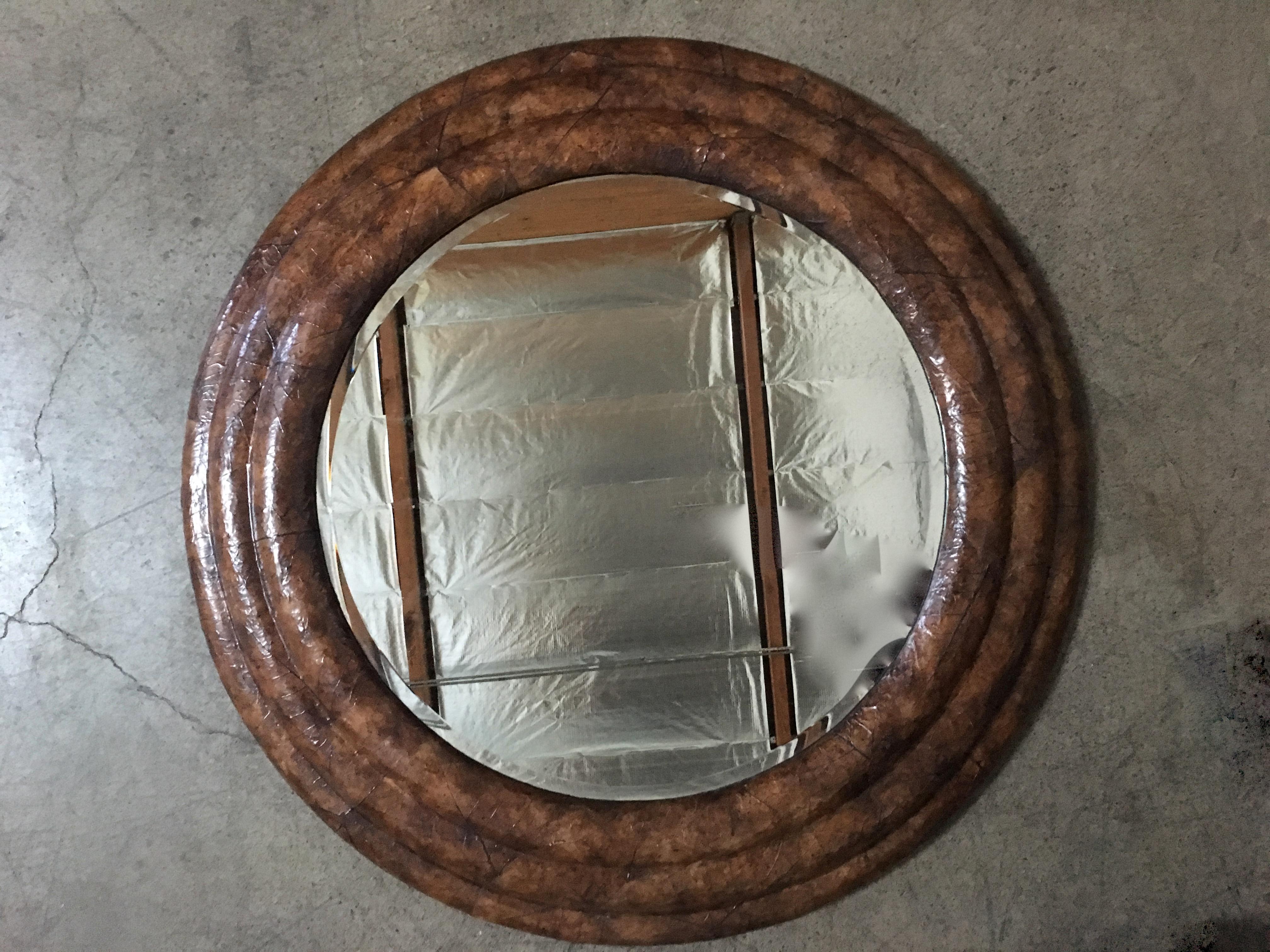 Modern Tobacco Leaf Framed mirror by Maitland-Smith