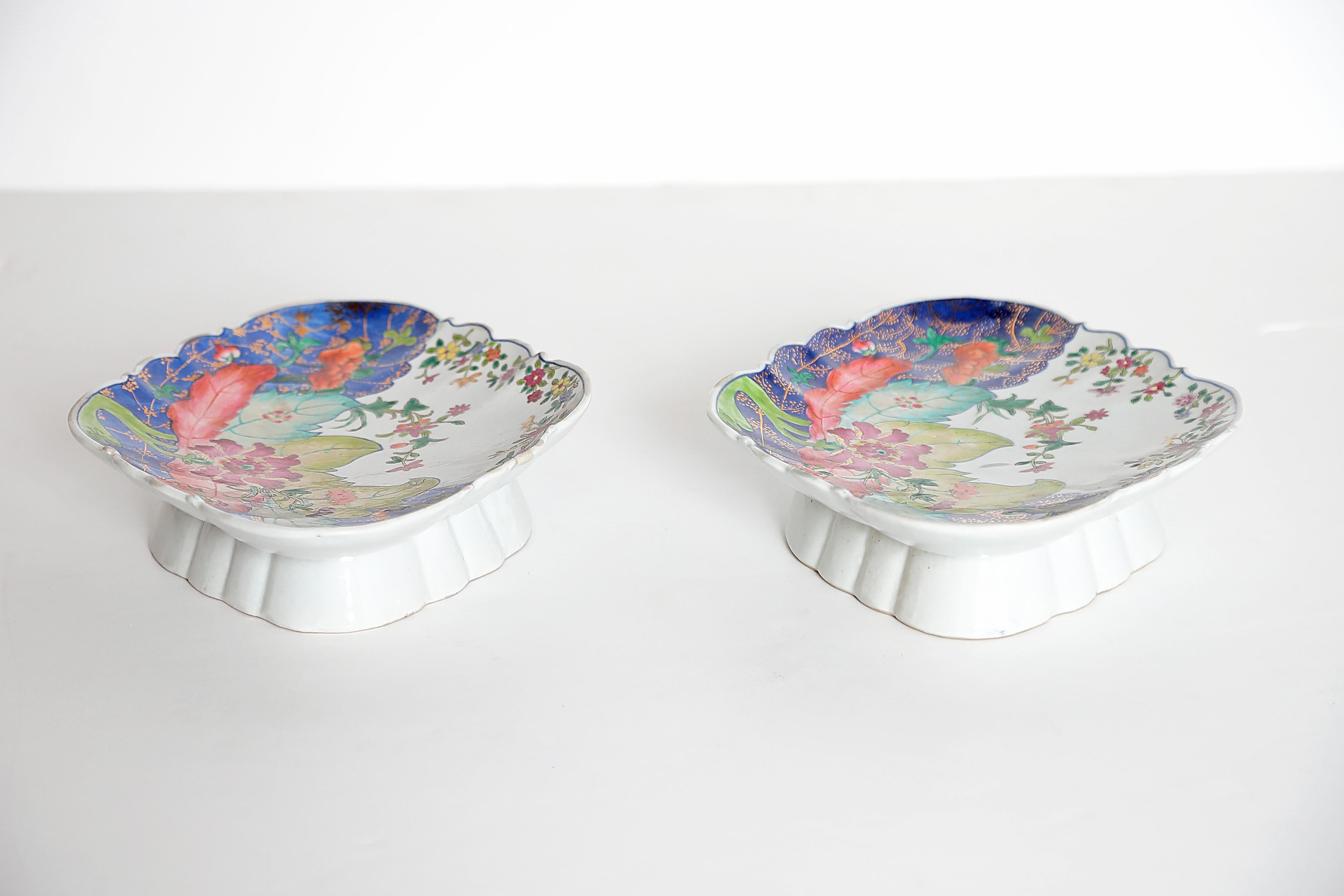Tobacco Leaf Pattern Chinese Export Dishes, Pair 6