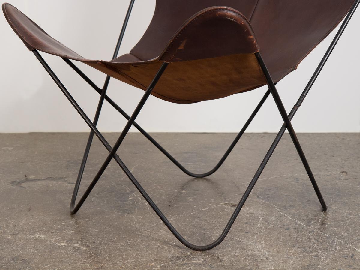 Cuir Chaise papillon Hardoy en cuir tabac pour Knoll