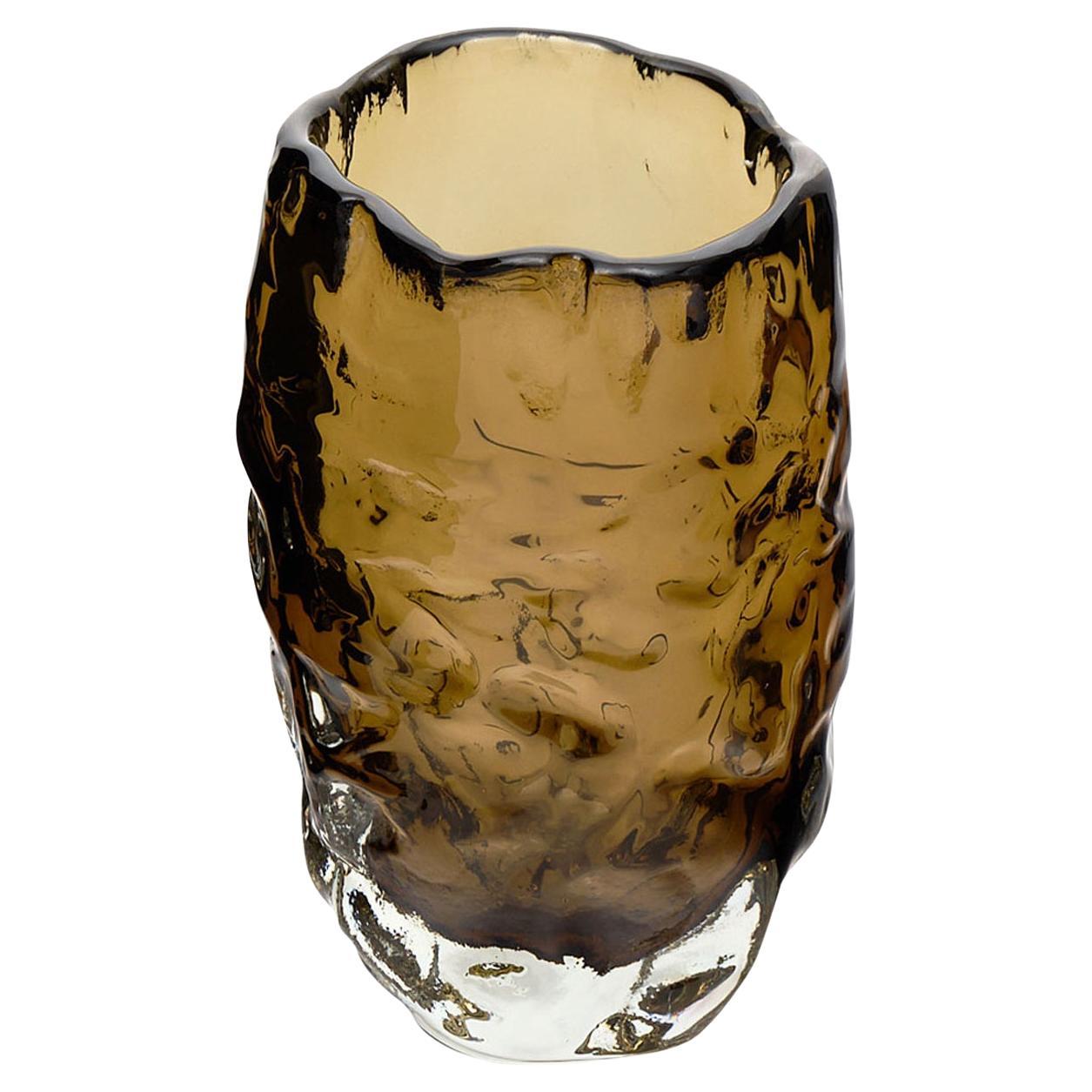 Vaso "Burri" in vetro di Murano Tabacco