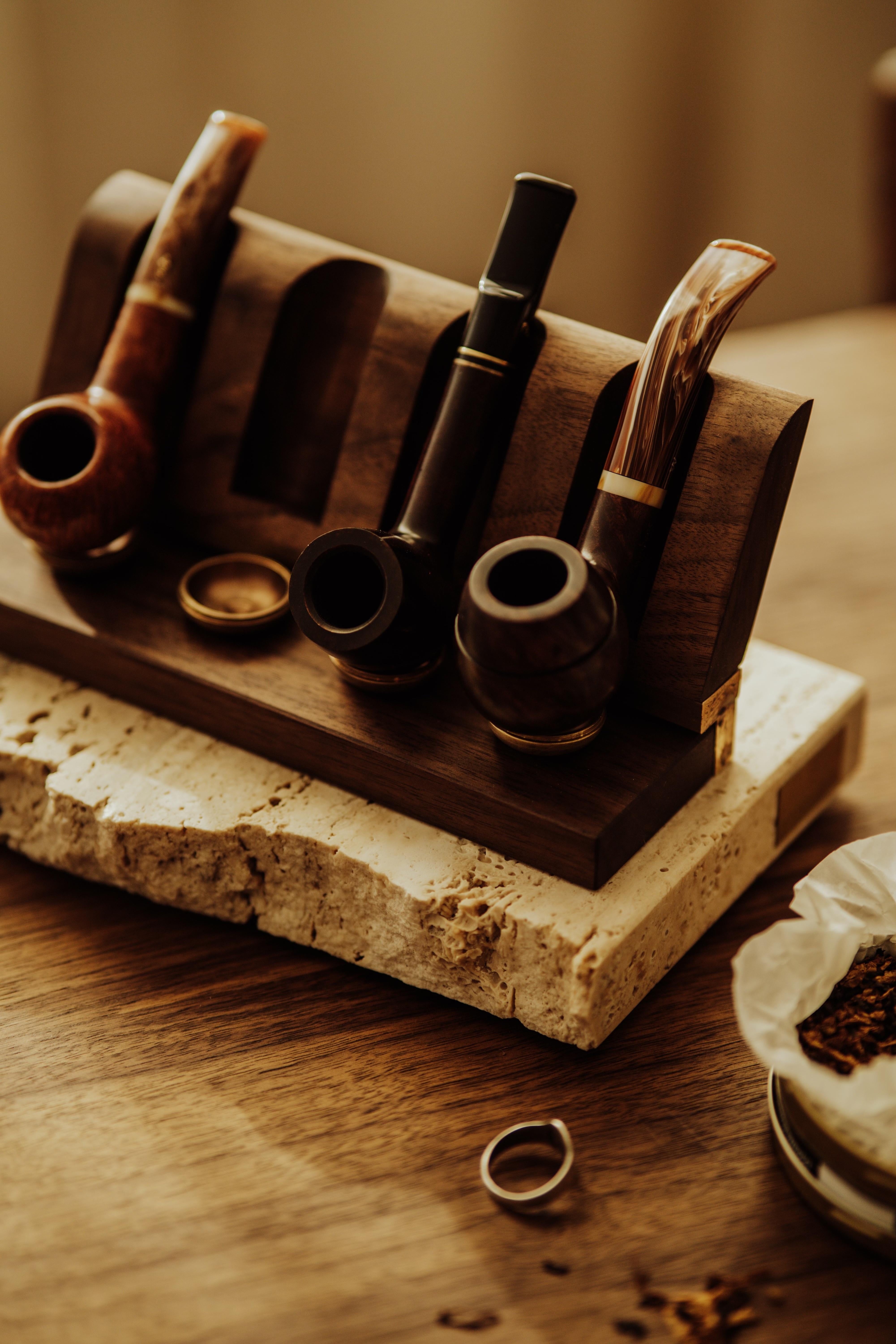 Carved Tobacco pipes stand For Sale