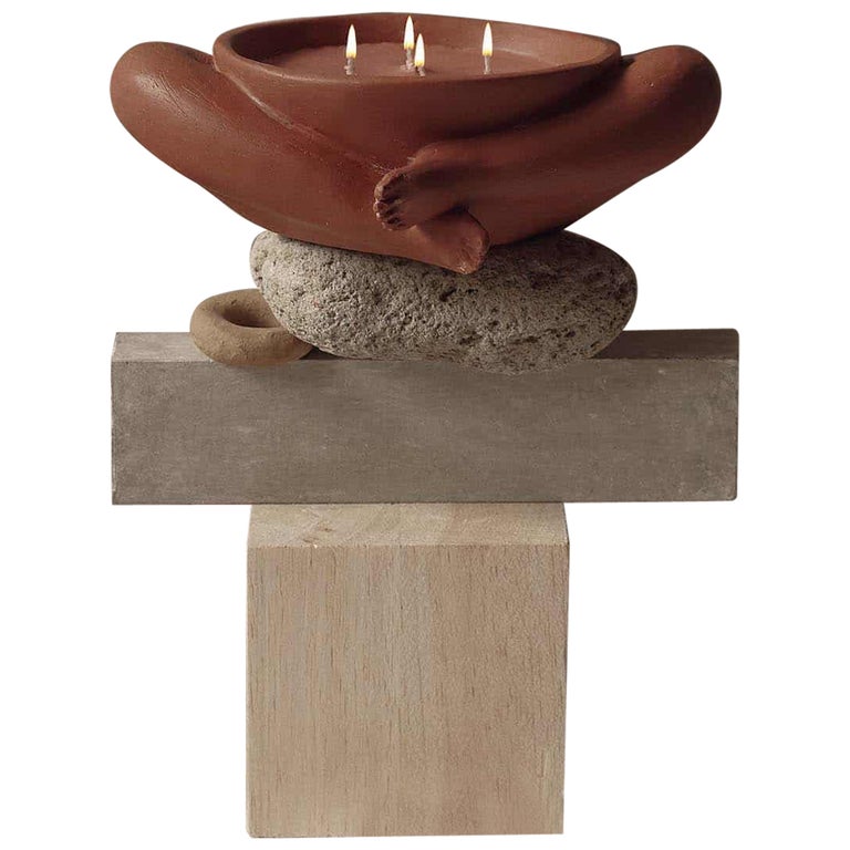 Tobacco Sculpture with Candle by Marcela Cure For Sale at 1stDibs