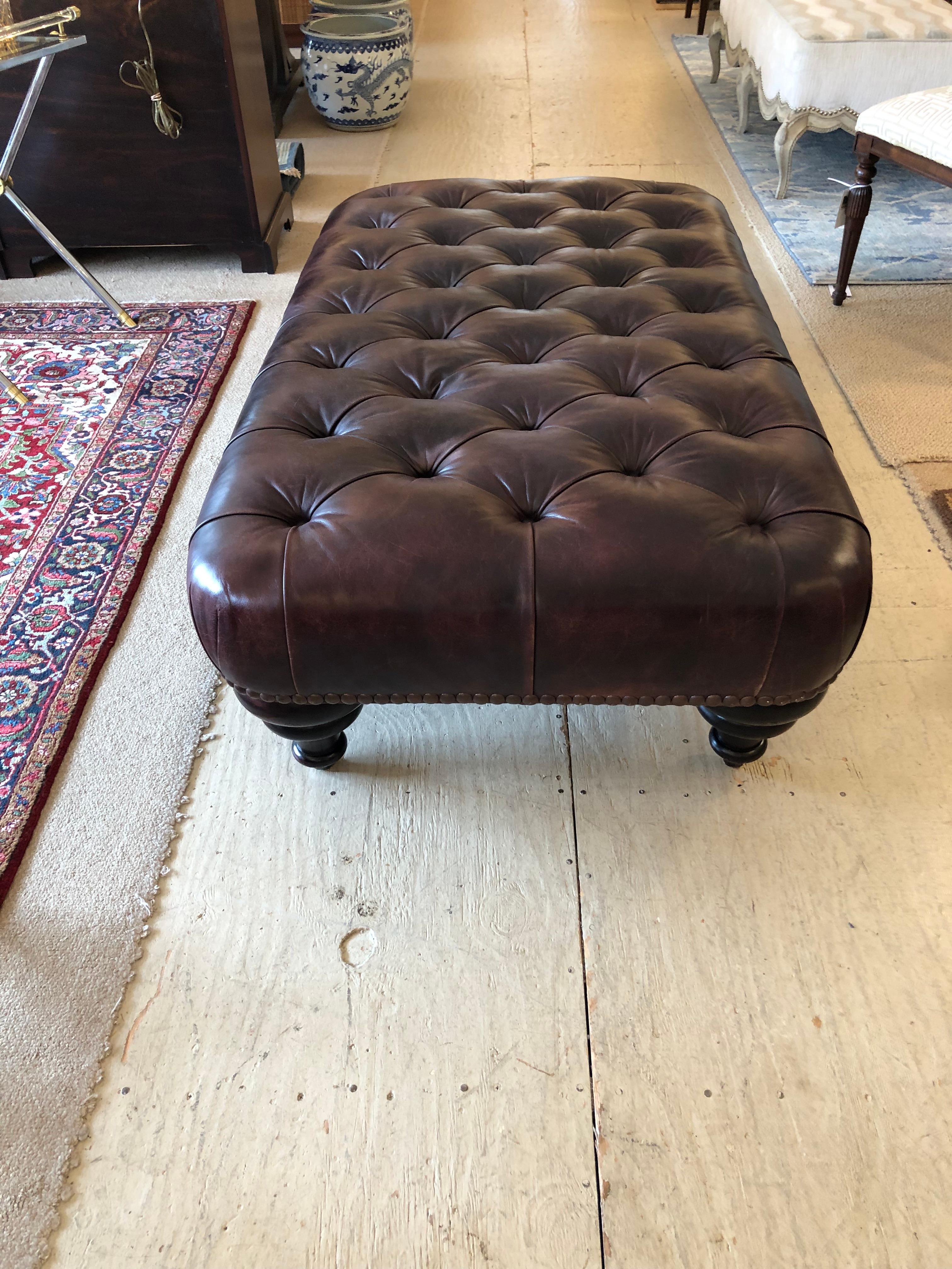 tufted leather ottoman
