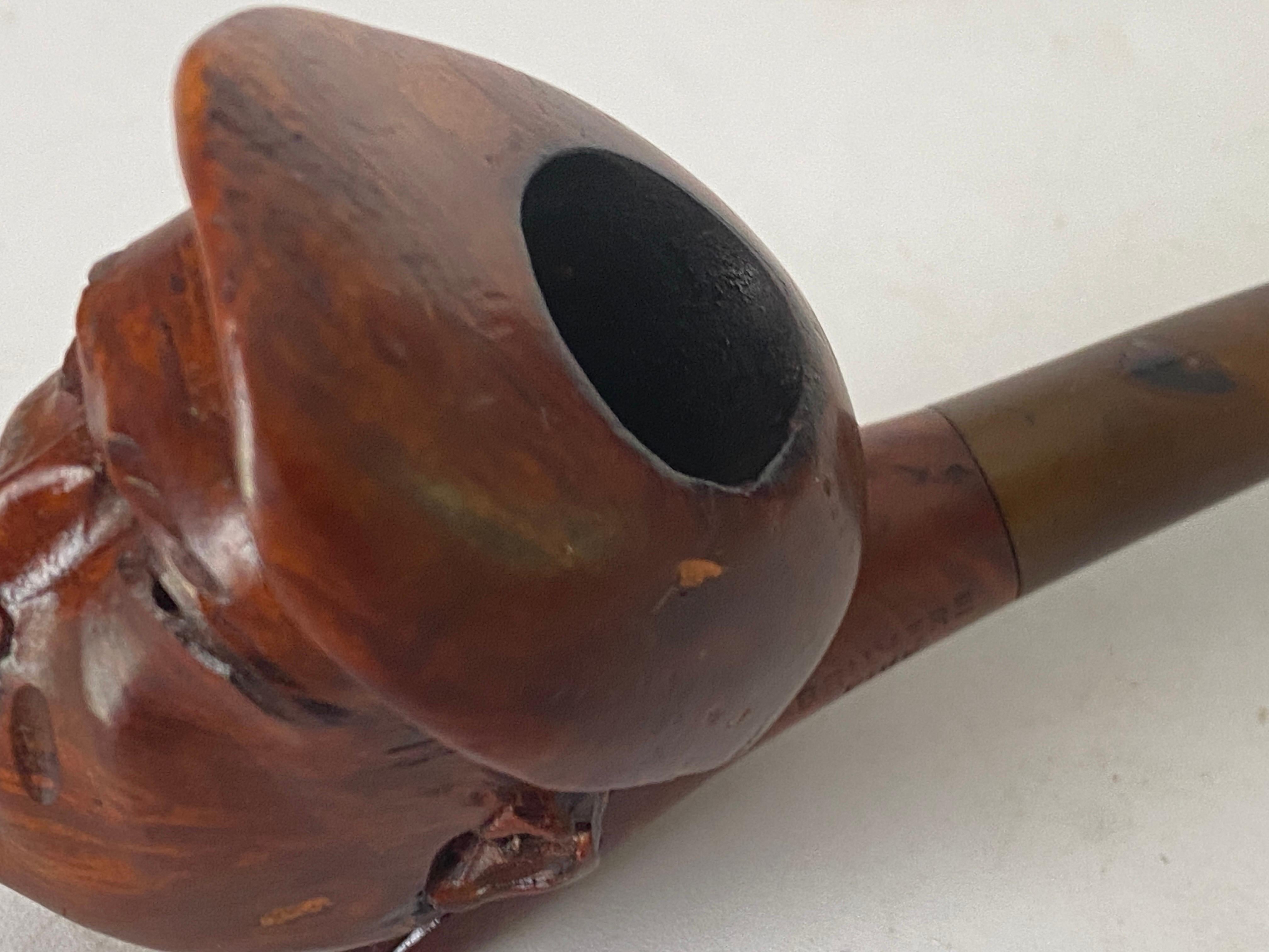 Tobacco Wood Pipe Representing a Man's Head France 20th Century  For Sale 2