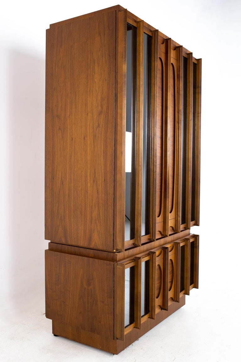Tobago Brutalist Mid Century Walnut and Mirror Armoire at 1stDibs