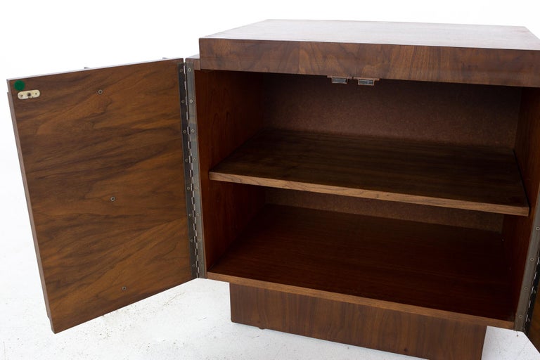 Tobago Brutalist Mid Century Walnut and Mirror Nightstand For Sale at 1stDibs mirrored