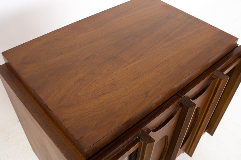 Tobago Brutalist Mid Century Walnut and Mirror Nightstand For Sale at 1stDibs mirrored