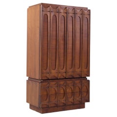 Armoire-bureau Tobago Brutalist Mid Century Walnut Armoire Dresser