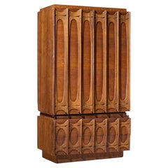 Tobago Brutalist Mid Century Walnut Armoire Dresser