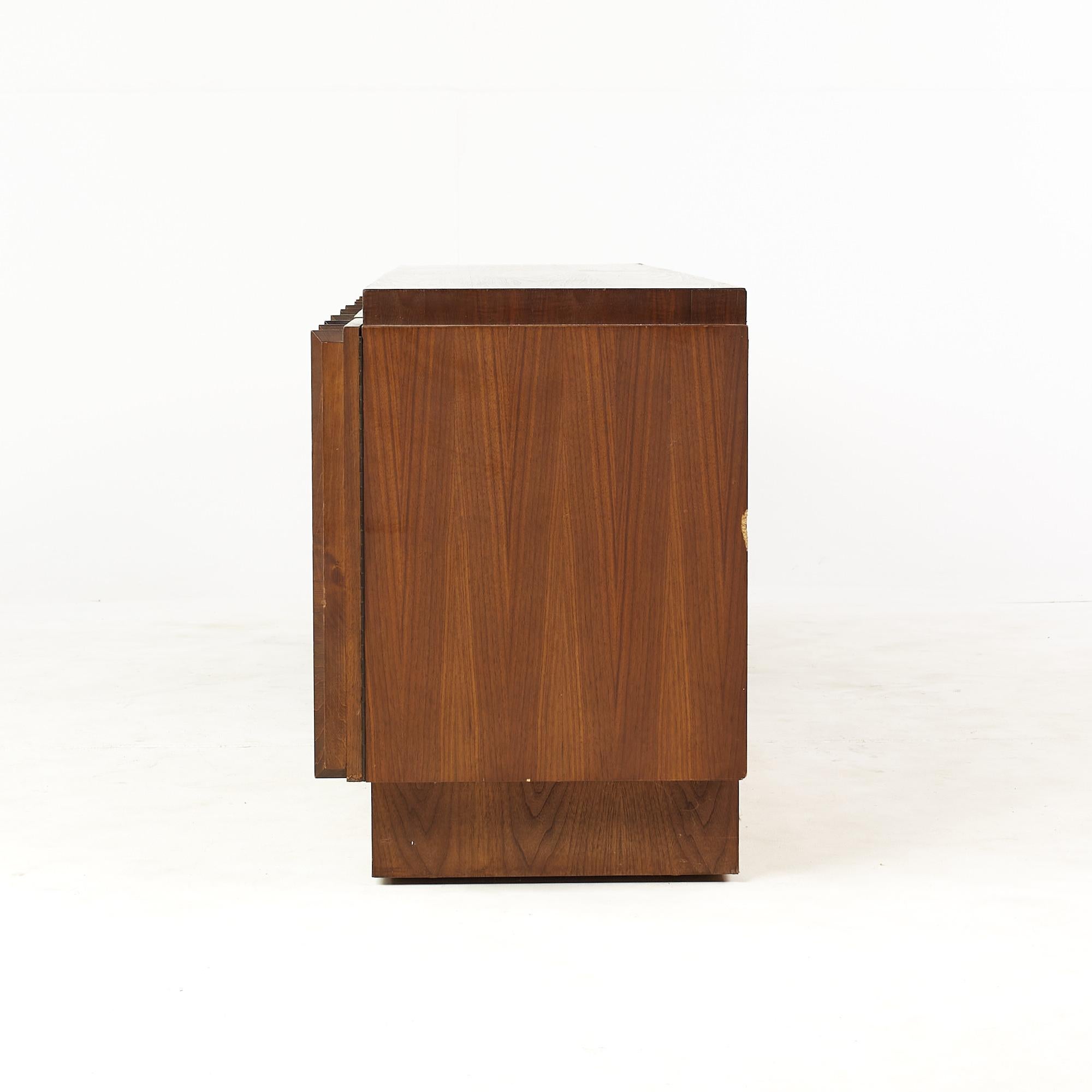 Mid-Century Modern Tobago Brutalist Mid Century Walnut Credenza
