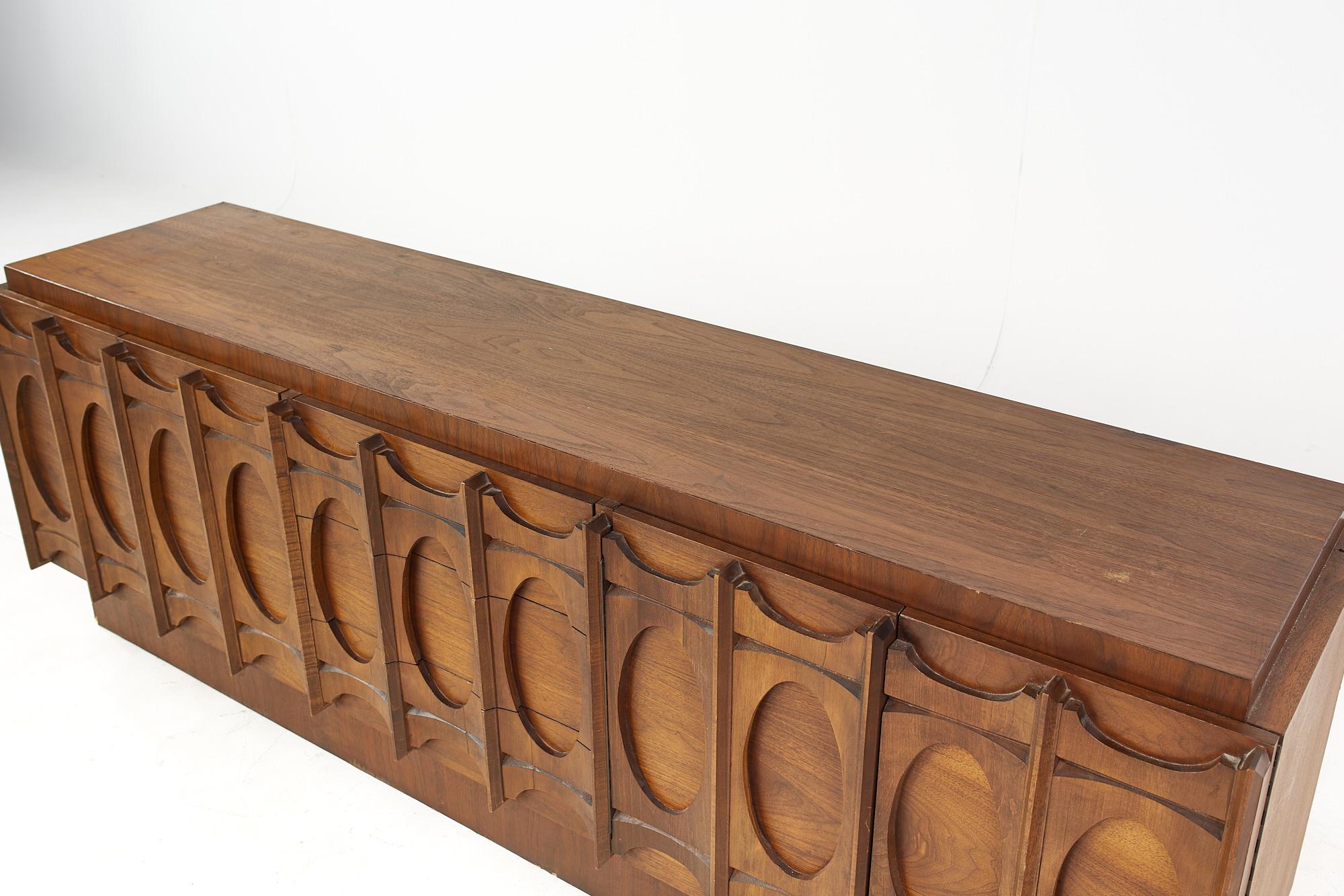 American Tobago Brutalist Mid Century Walnut Credenza