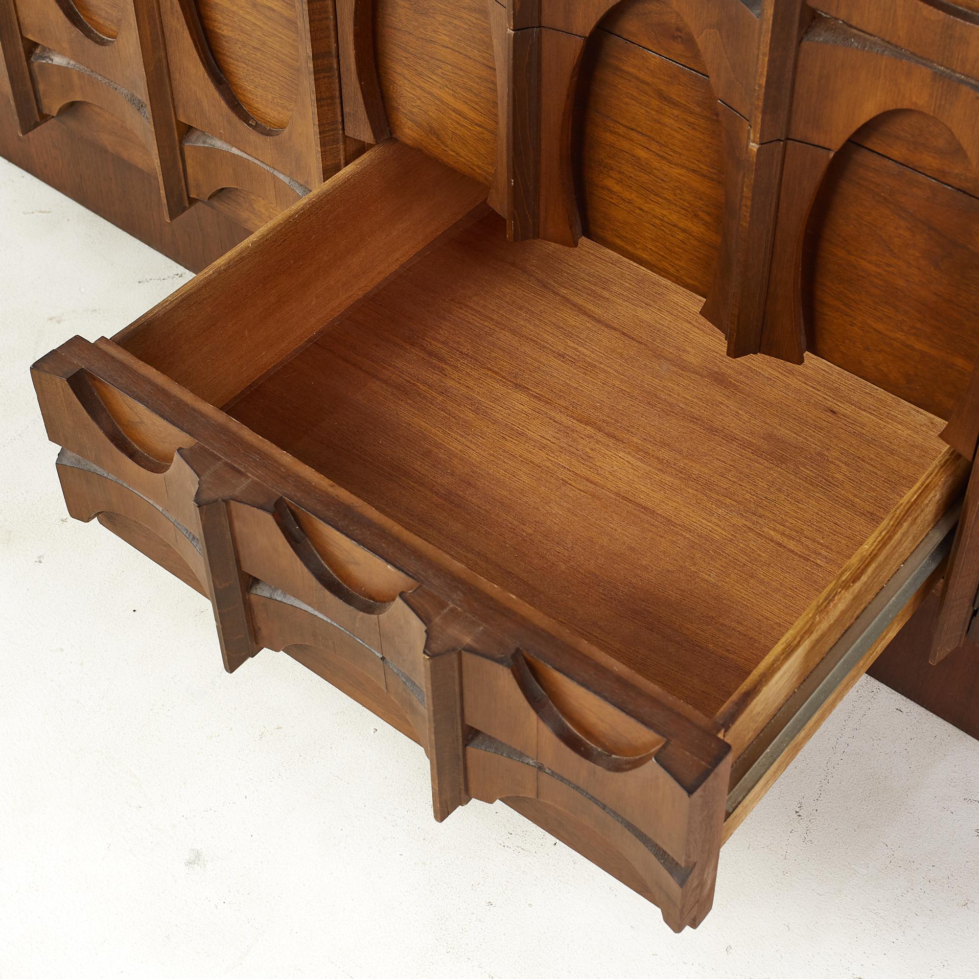 Late 20th Century Tobago Brutalist Mid Century Walnut Credenza