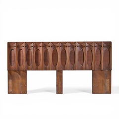 Tobago Brutalist Mid Century Walnut King Headboard