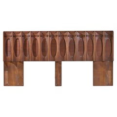 Tobago Brutalist Mid Century Walnut King Headboard