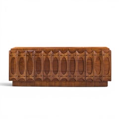 Tobago Brutalist Mid Century Walnut Lowboy Dresser