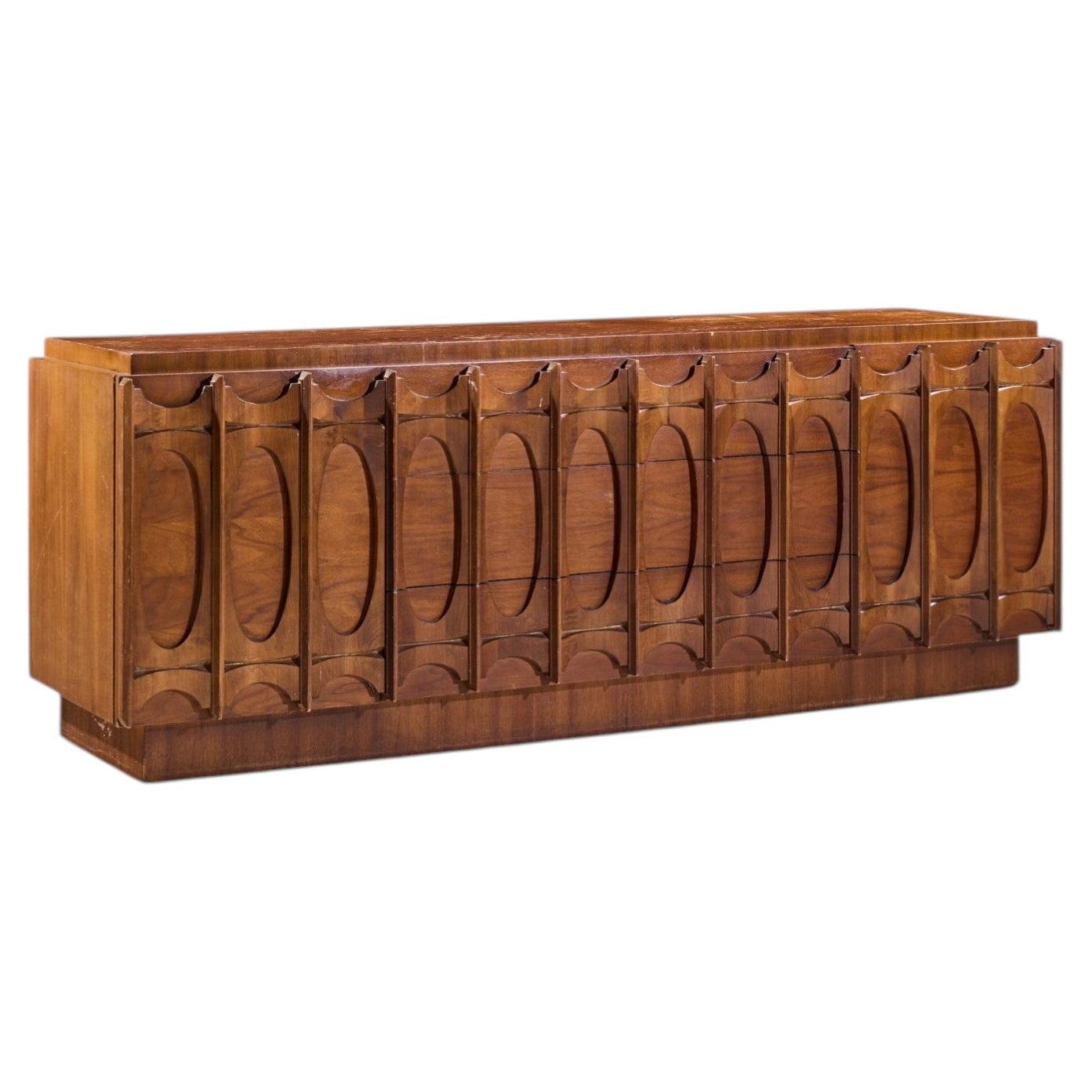 Tobago Brutalist Mid Century Walnut Lowboy Dresser