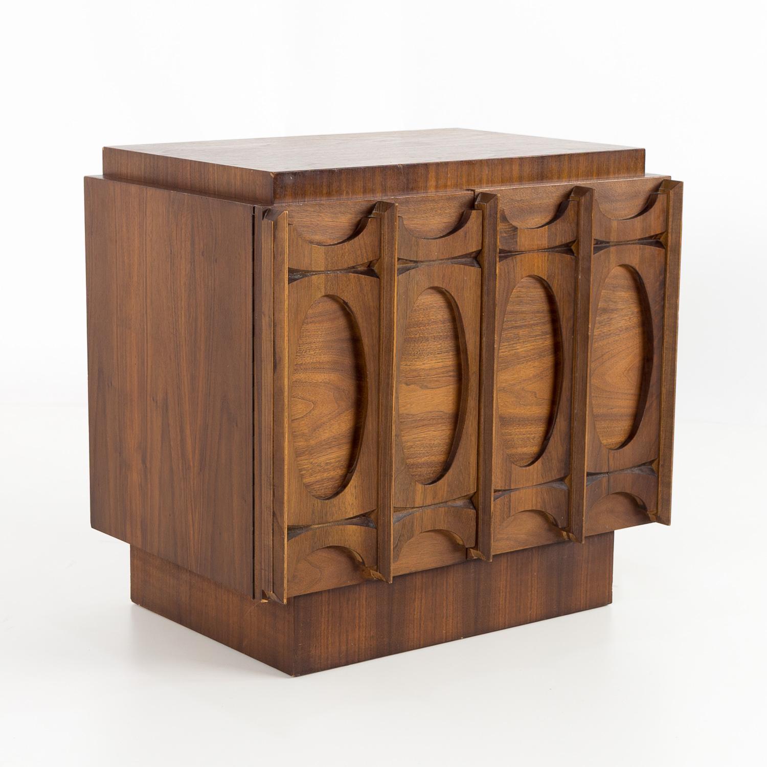 Mid-Century Modern Tobago Brutalist Mid Century Walnut Nightstand