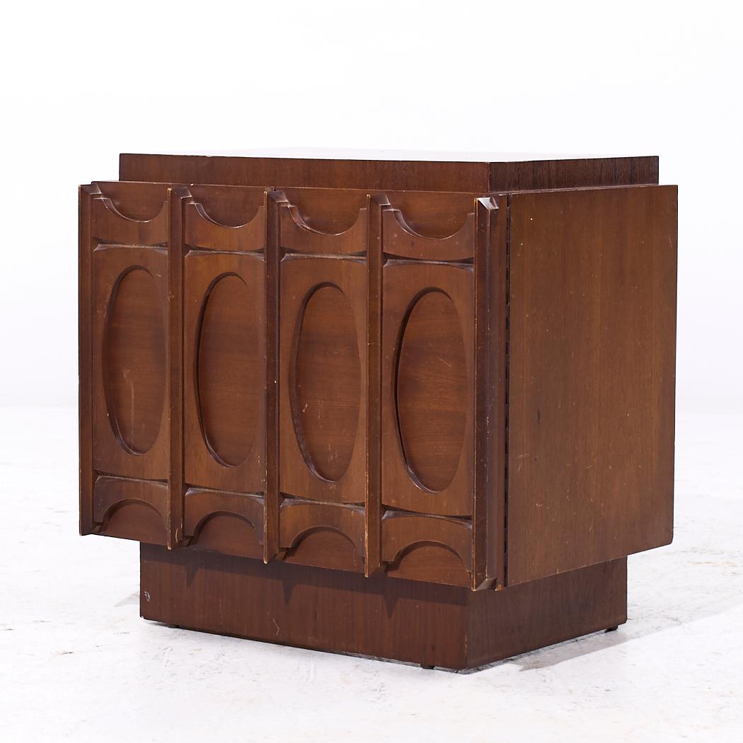 Late 20th Century Tobago Brutalist Mid Century Walnut Nightstands - Pair For Sale