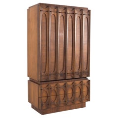 Tobago Canadian Brutalist 2 Piece Gentlemen's Chest Armoire Highboy Dresser