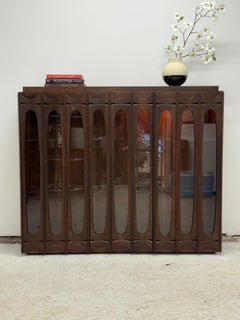 Tobago Canadian Mid-Century Modern walnut Wood Display Cabinet w/ Glass Doors