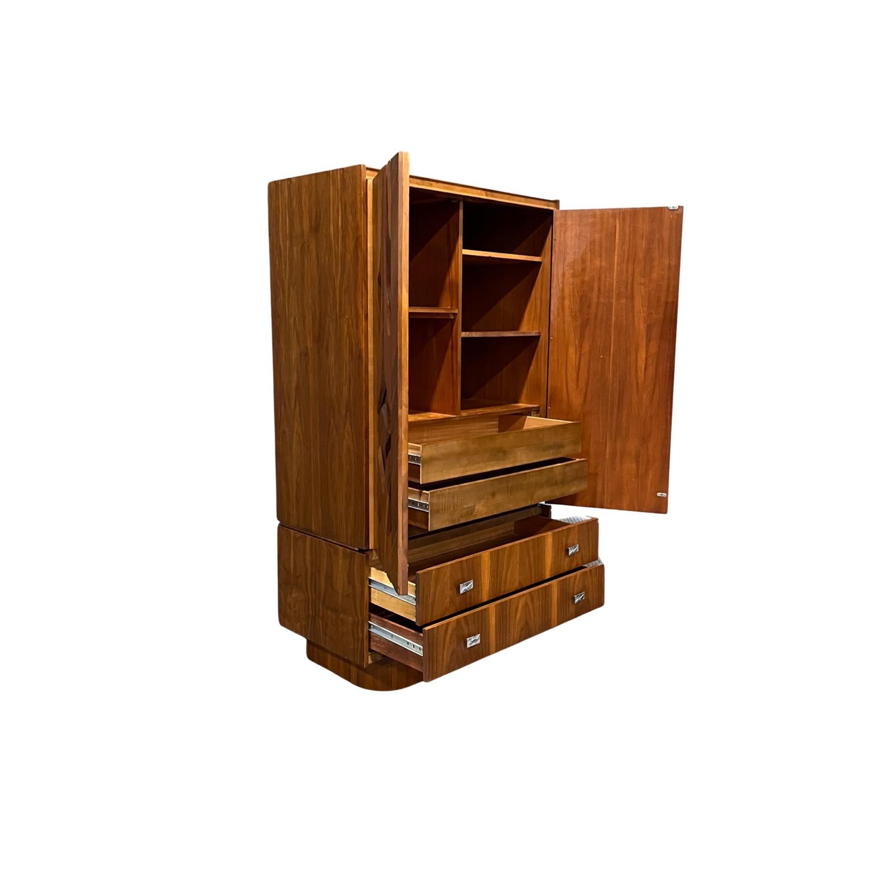 Tobago Furniture Vintage Mid Century Modern Brutalist Armoire c. 1970s at 1stDibs