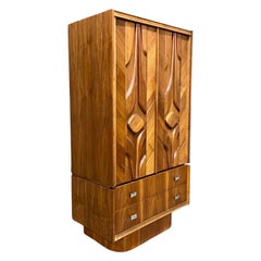 Tobago Furniture Vintage Mid Century Modern Brutalist Armoire c. 1970s