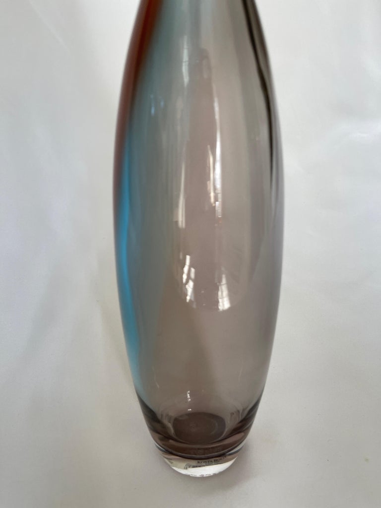 "Tobago" Multi Colour Tall Glass Bottle Vase by Kjell Engman Kosta Boda