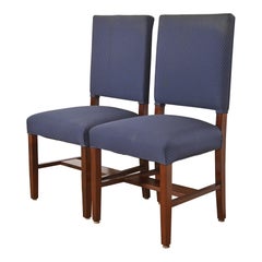 Tobey Furniture Antiguas sillas de comedor tapizadas de caoba Arts and Crafts, Pareja
