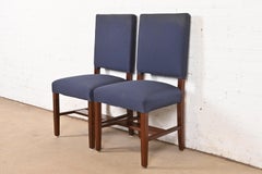 Tobey Furniture - Paire de chaises de salle à manger rembourrées en acajou, style Arts and Crafts ancien