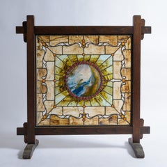 Tobey Furniture Leaded Glass and Oak Firescreen
