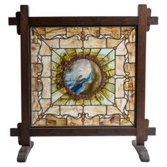 Tobey Furniture Leaded Glass and Oak Firescreen
