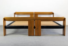 Tobia & Afra Scarpa Artona Bed Frame in Walnut and Leather by Maxalto 1970s