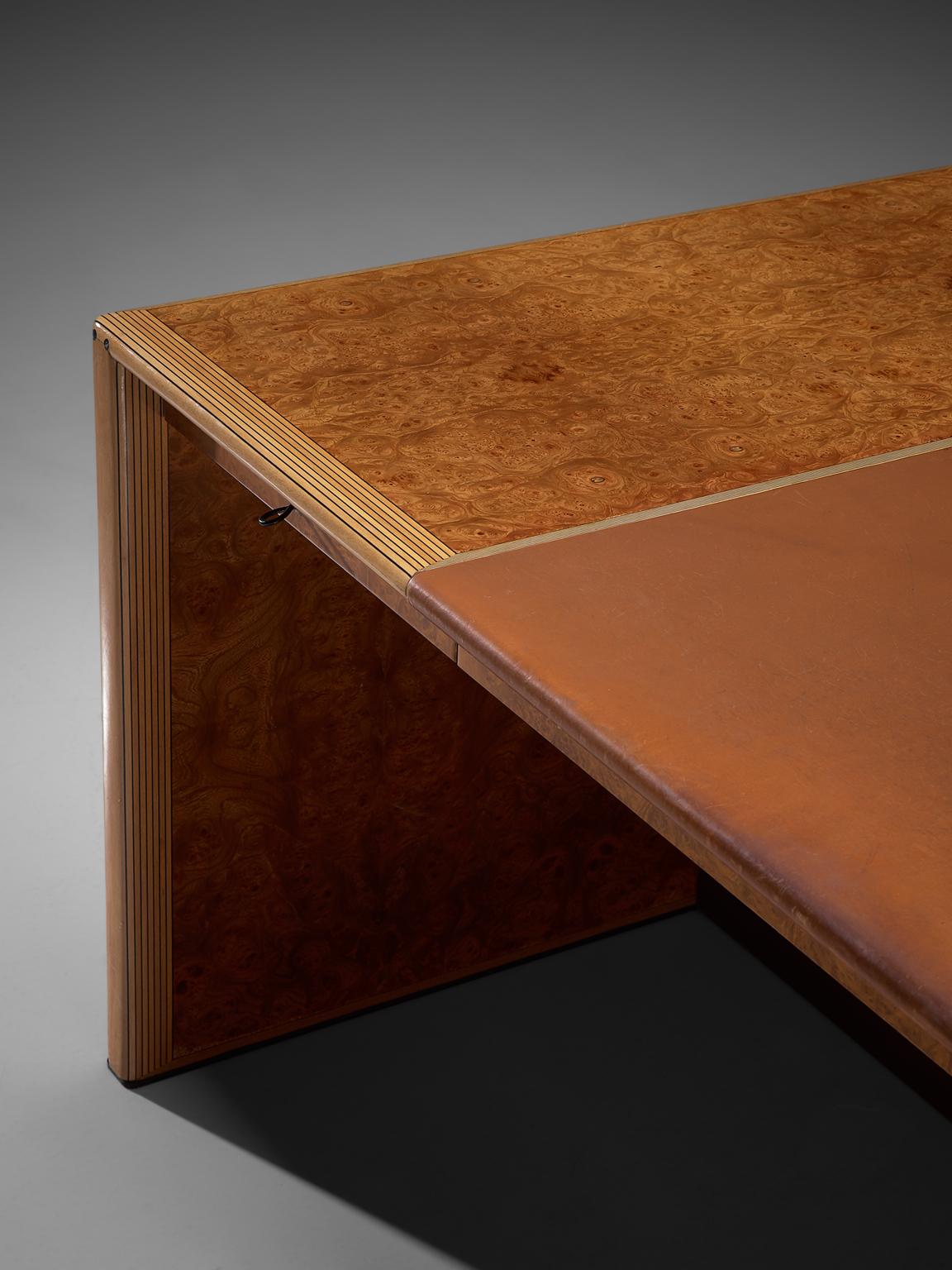 Tobia & Afra Scarpa 'Artona' Desk with Cognac Leather Top In Good Condition In Waalwijk, NL