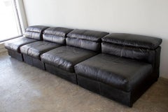 Tobia & Afra Scarpa Erasmo Sectional in Black Leather for B&B Italia Vintage 70s