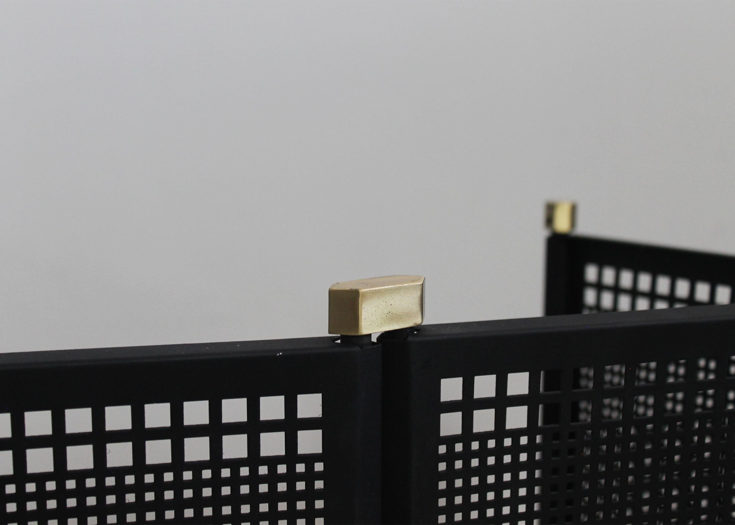 Tobia & Afra Scarpa Fireplace Set in Iron and Brass by Dimensione Fuoco 1980s 5