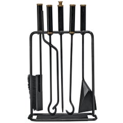 Tobia & Afra Scarpa Fireplace Set in Iron and Brass