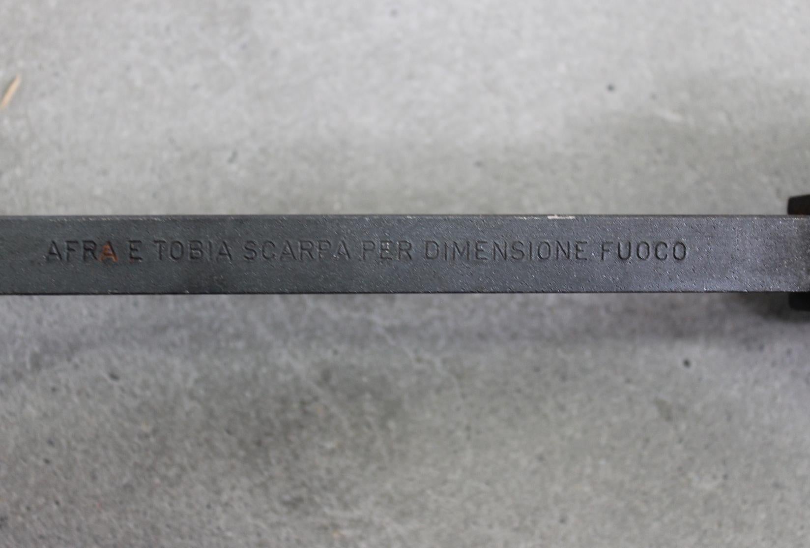 Tobia & Afra Scarpa Kaminbesteck aus Eisen und Holz von Dimensione Fuoco 80er Jahre im Angebot 11