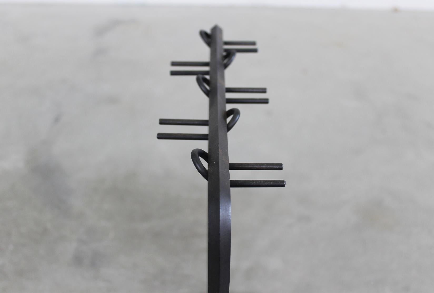 Tobia & Afra Scarpa Fireplace Tools in Iron and Wood by Dimensione Fuoco 80s In Good Condition In Montecatini Terme, IT