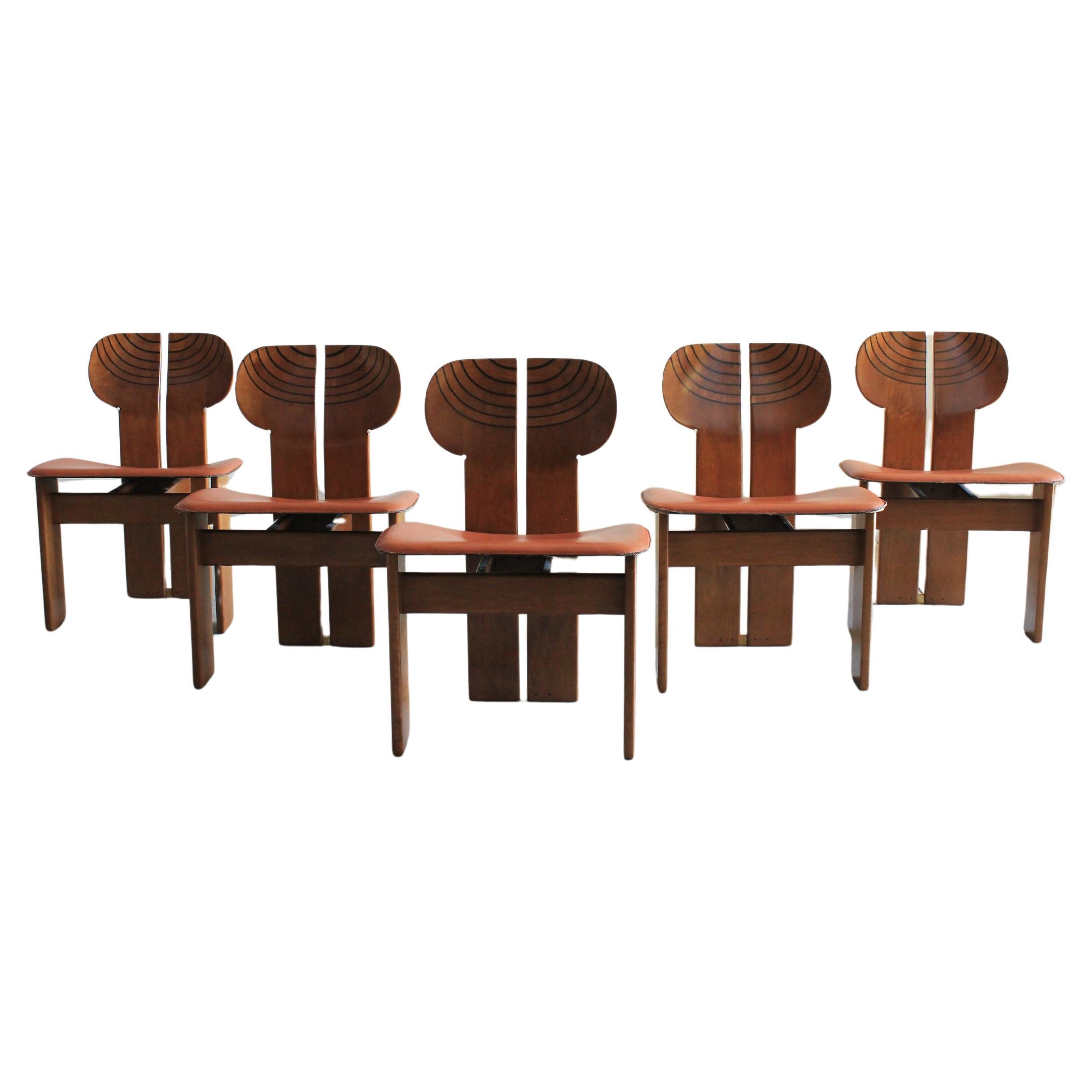 Tobia & Afra Scarpa Five Africa Dining Chairs by Maxalto Artona 1970s Italy