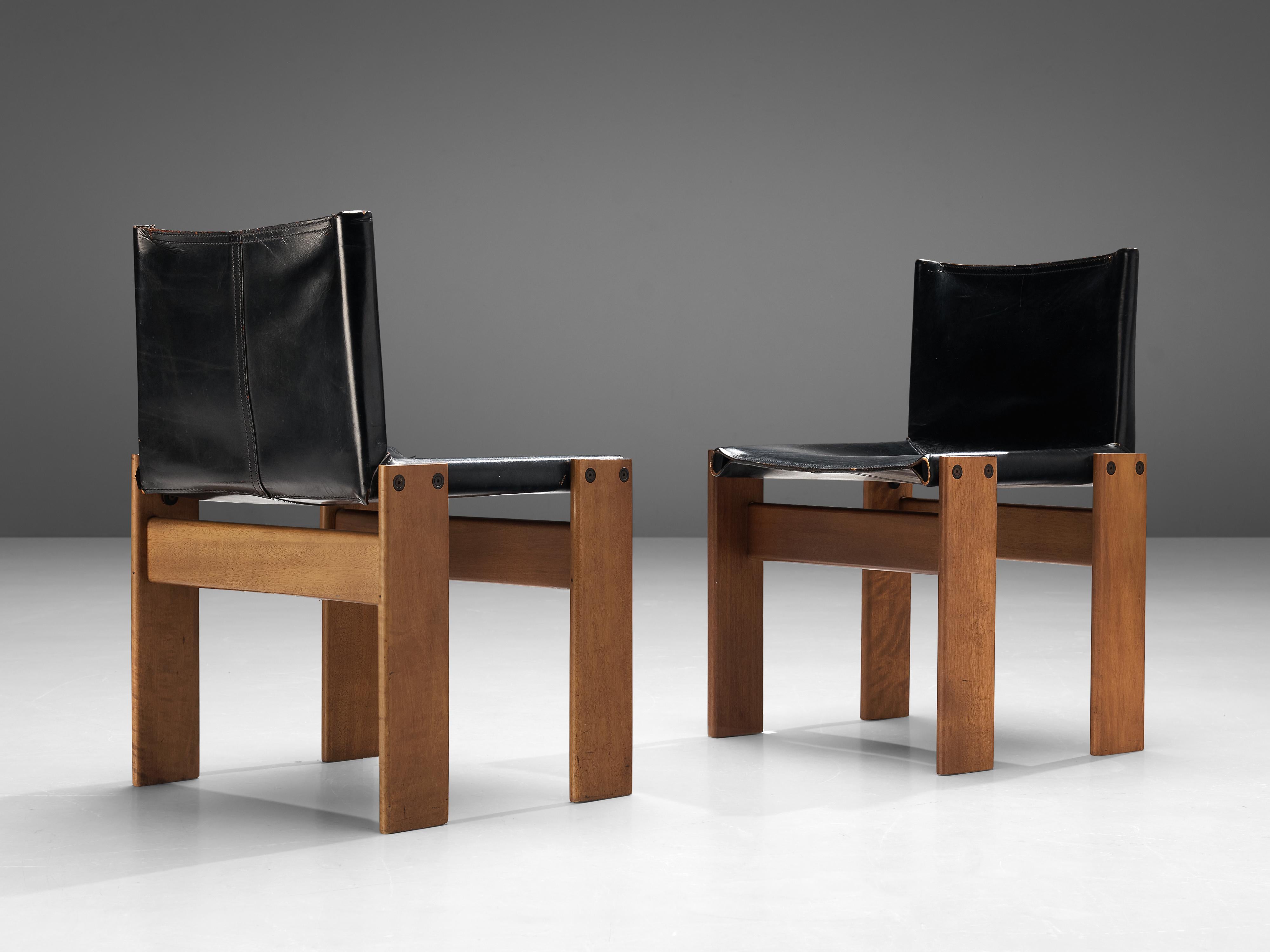 Tobia & Afra Scarpa for Molteni Dining Chairs Model 'Monk' in Black Leather 1