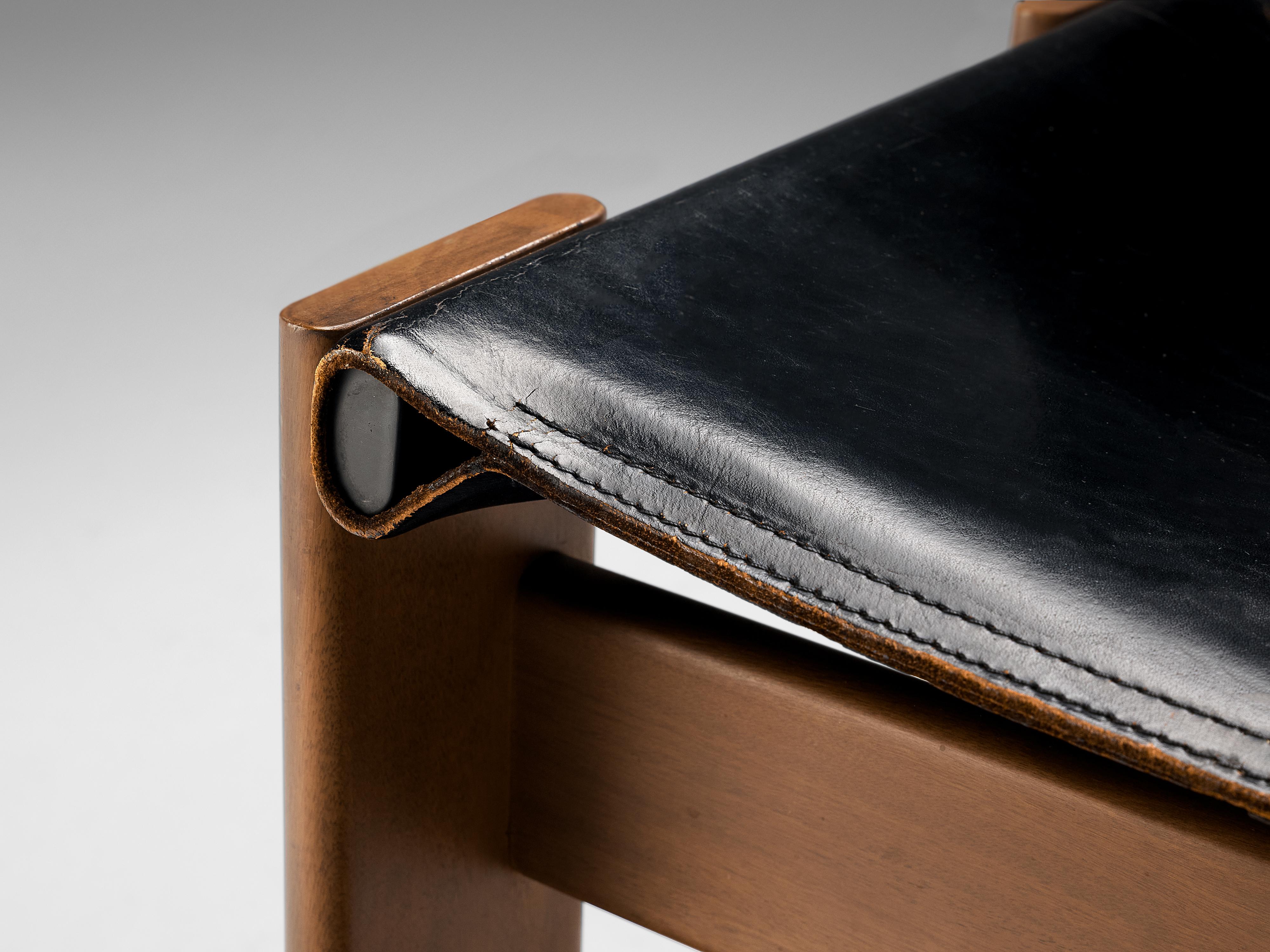 Tobia & Afra Scarpa for Molteni Dining Chairs Model 'Monk' in Black Leather 3