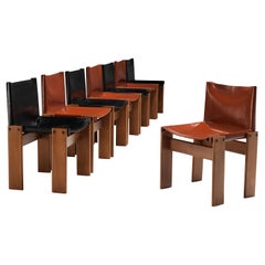 Tobia & Afra Scarpa for Molteni 'Monk' Chairs in Black and Red Leather