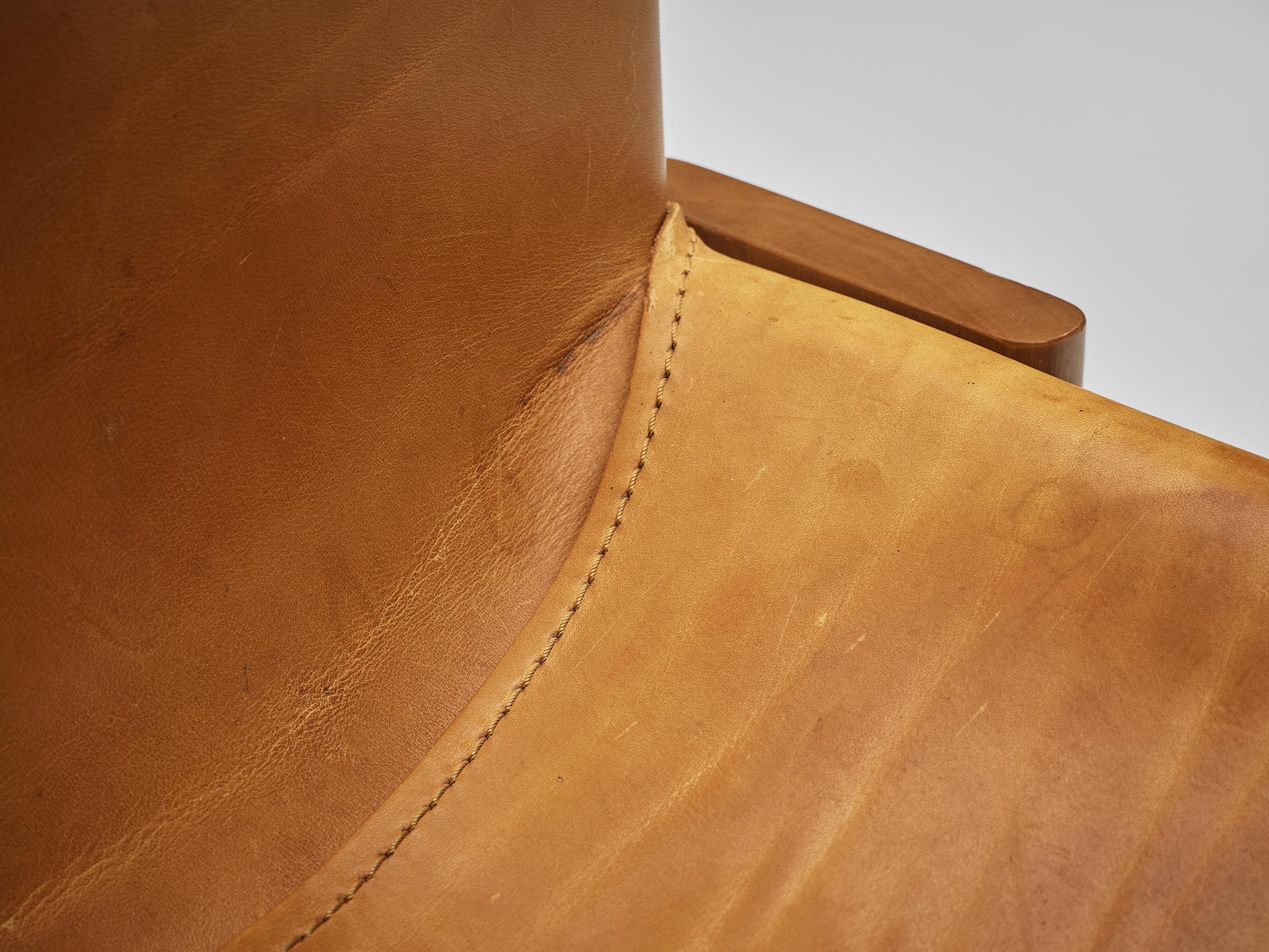 Tobia & Afra Scarpa for Molteni 'Monk' Chairs in Cognac Leather In Good Condition In Waalwijk, NL