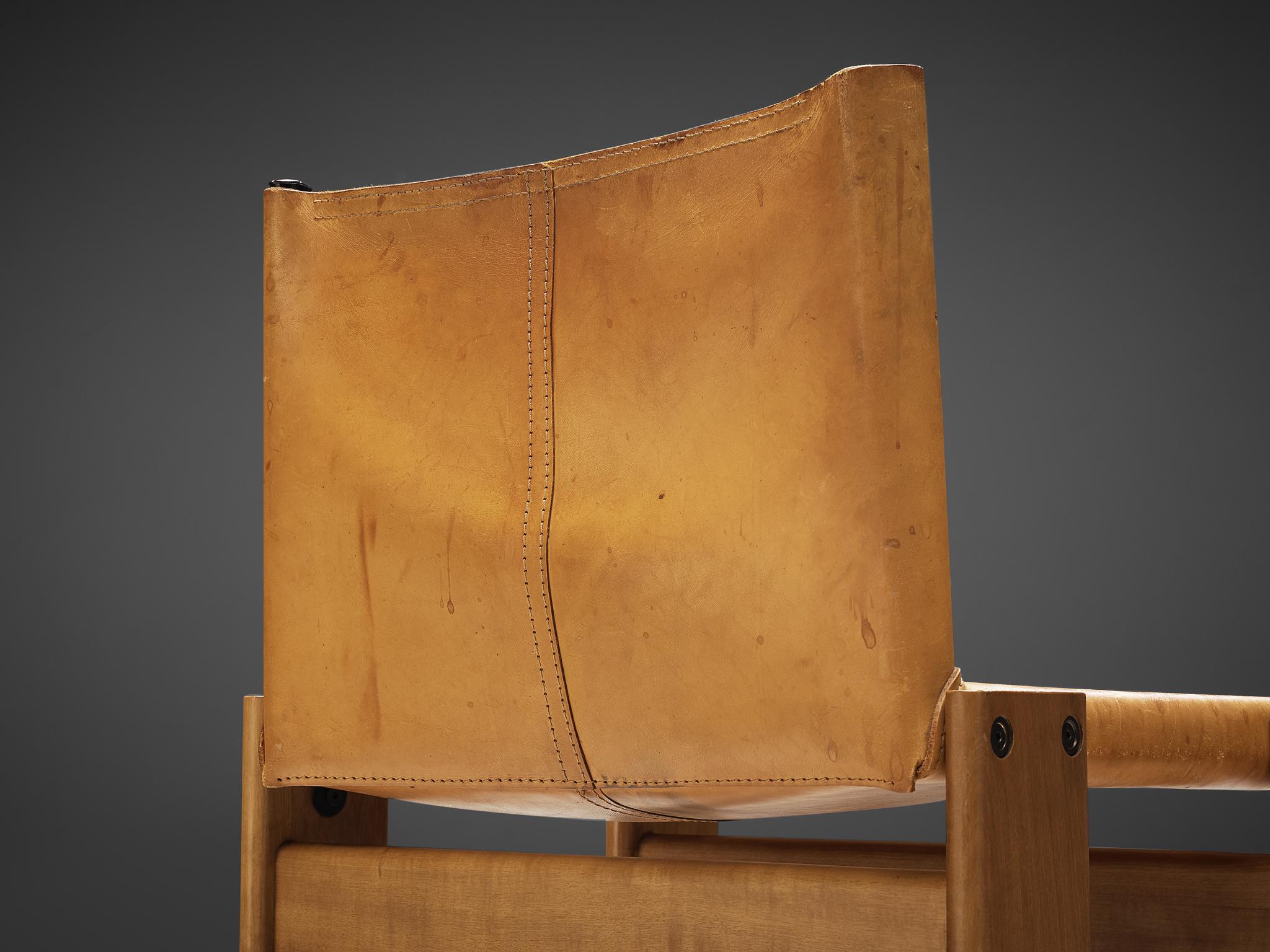Tobia & Afra Scarpa for Molteni 'Monk' Chairs in Cognac Leather 1