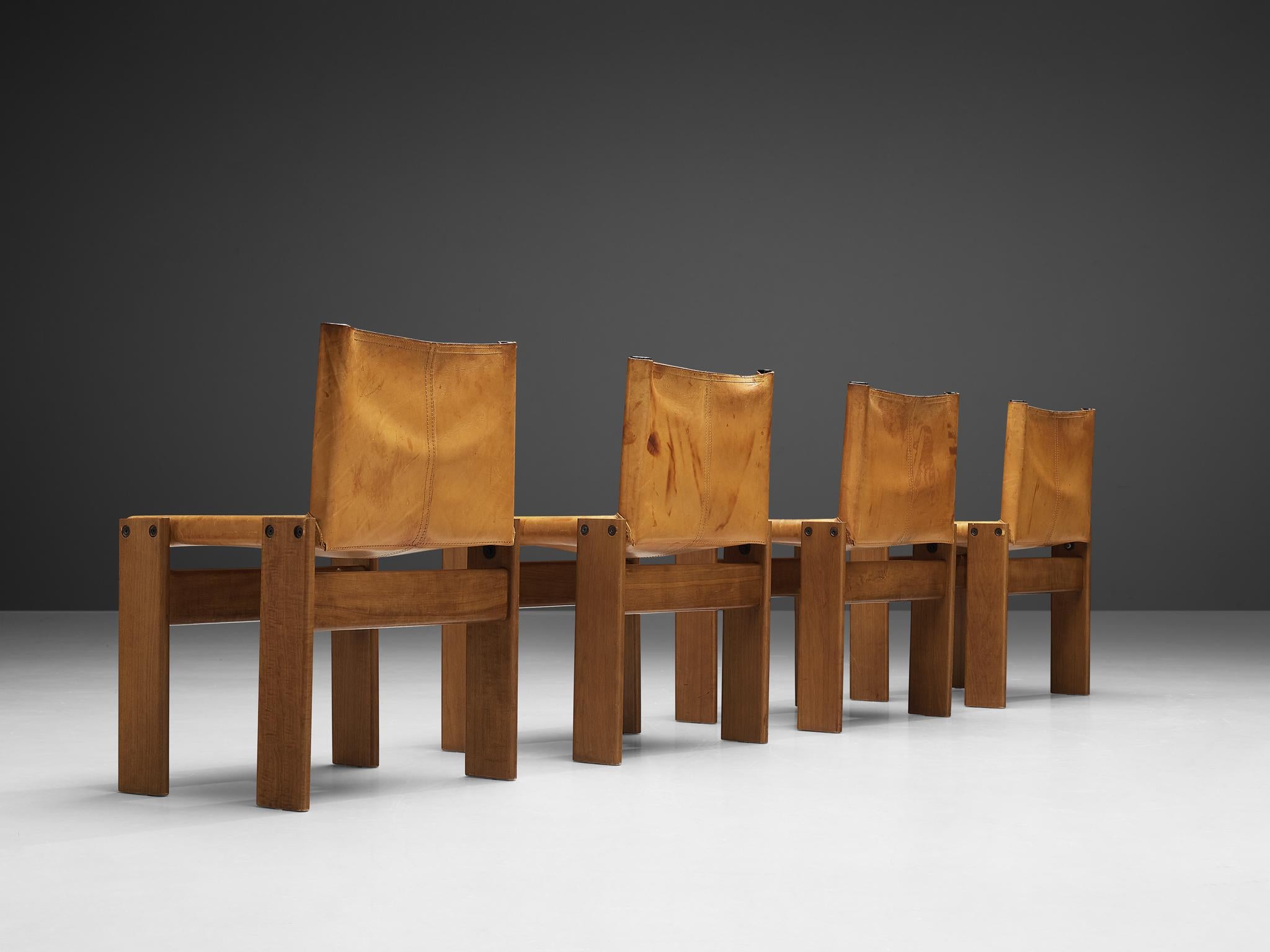 Tobia & Afra Scarpa for Molteni 'Monk' Chairs in Cognac Leather 2