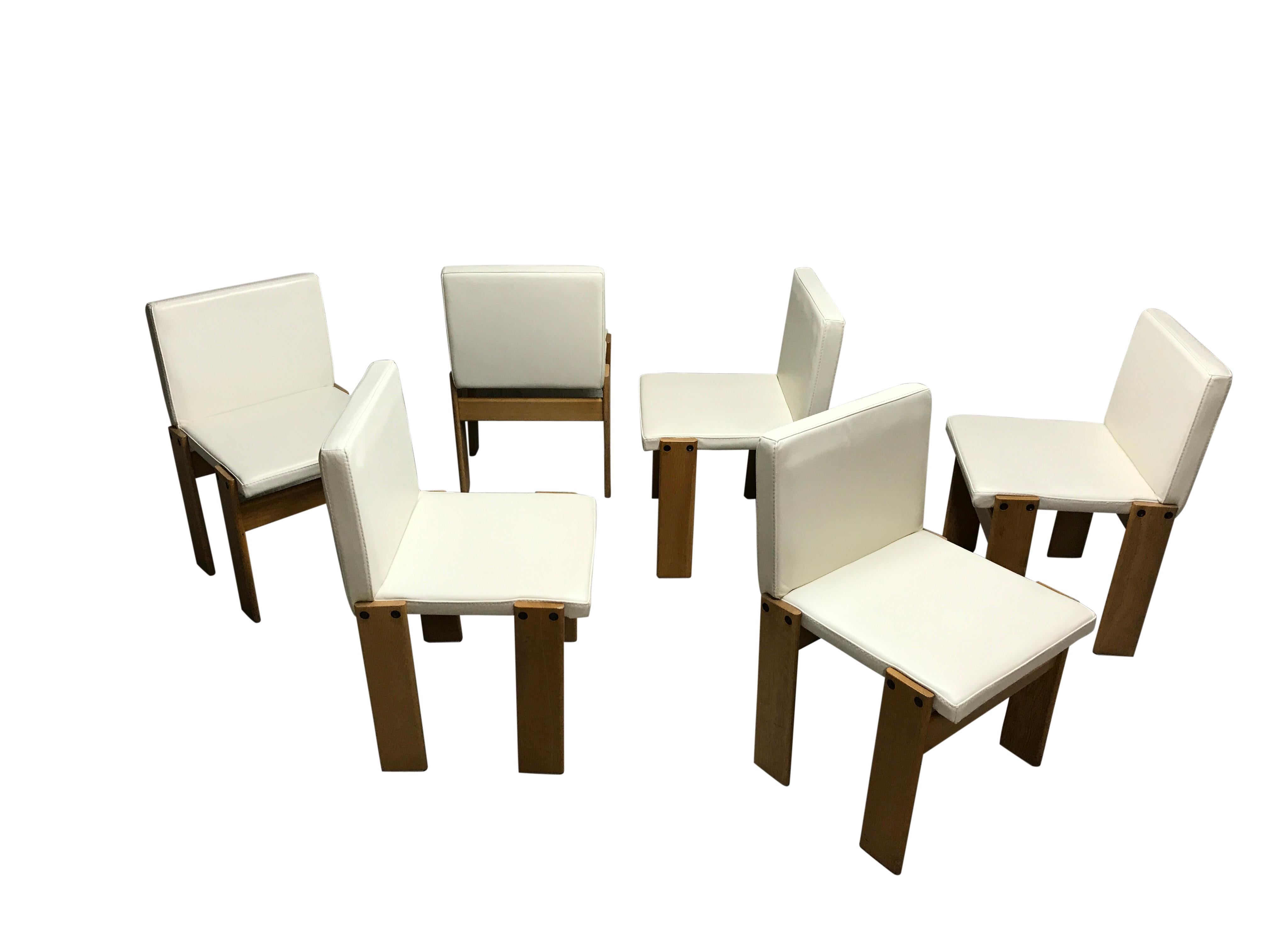 Leather Tobia & Afra Scarpa for Molteni Monk Chairs, Set of 6, 1970s